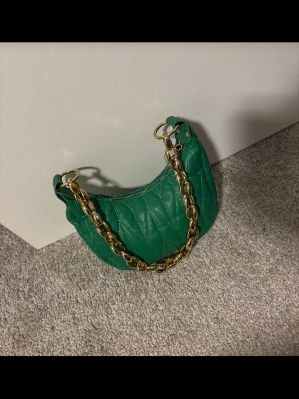 Green Quilted Shoulder Bag with Gold Chain SOLD!!!